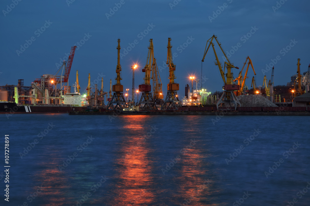 Sea port at night
