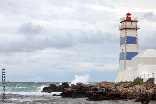 View of Santa Marta lighthouse in Cascais, Portugal