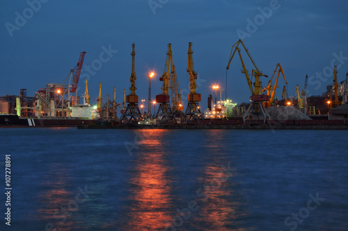 Sea port at night