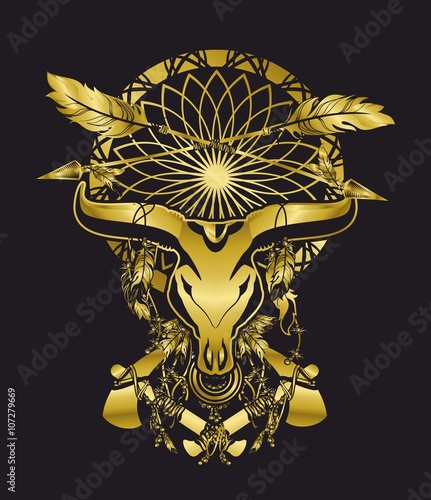 Dreamcatcher bull skull
