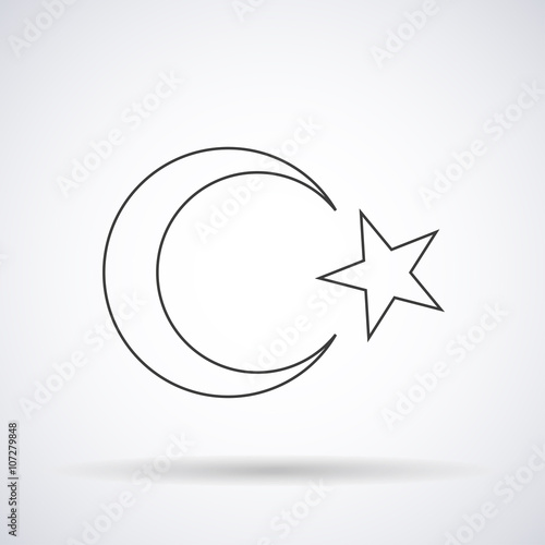 Turkish flag silhouette icon element on a white background, vector illustration stylish