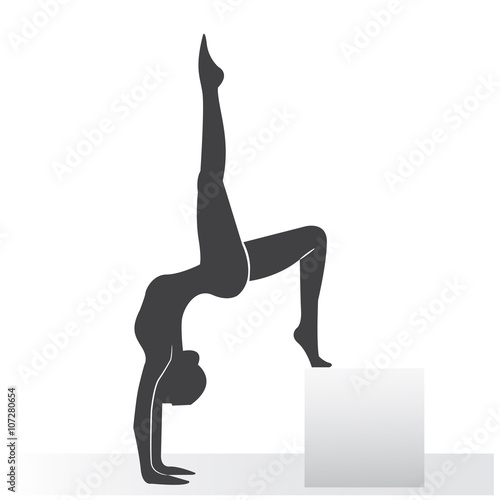 Yoga Silhouette on white background.