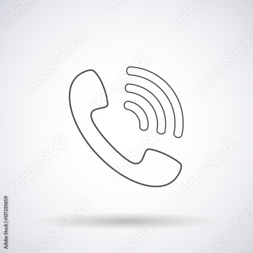 Phone icon silhouette on background with shadow, stylish vector illustration