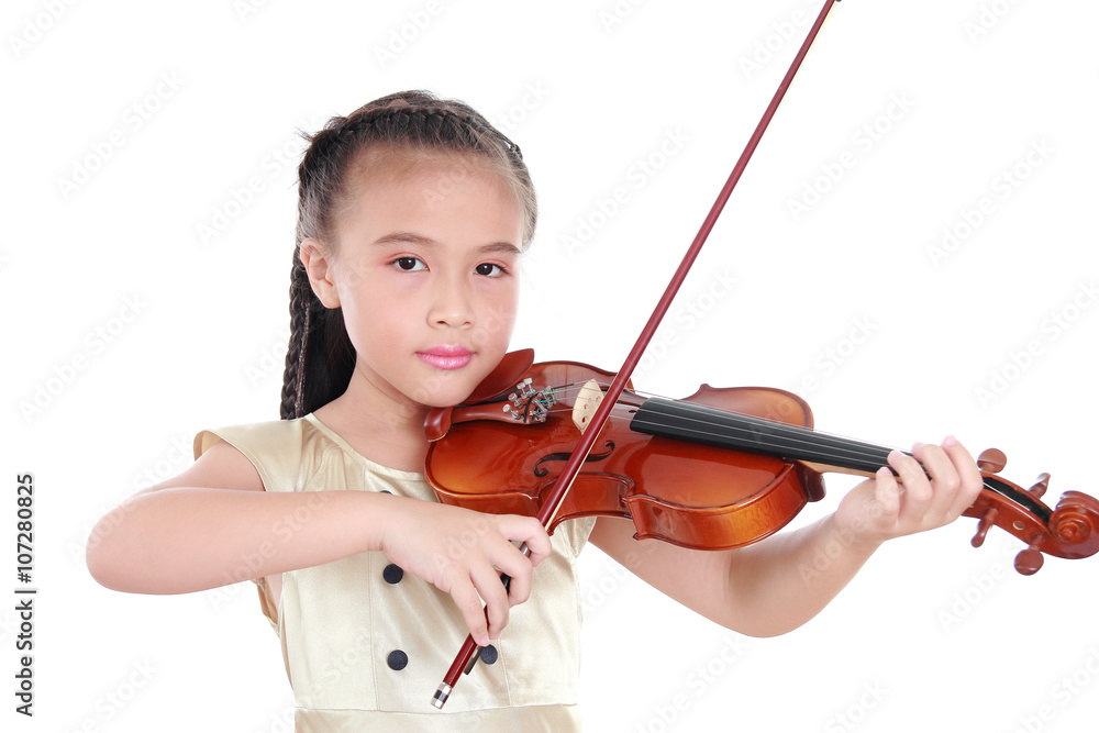 Little girl with violin isolated on white background Little girl with violin isolated on white background