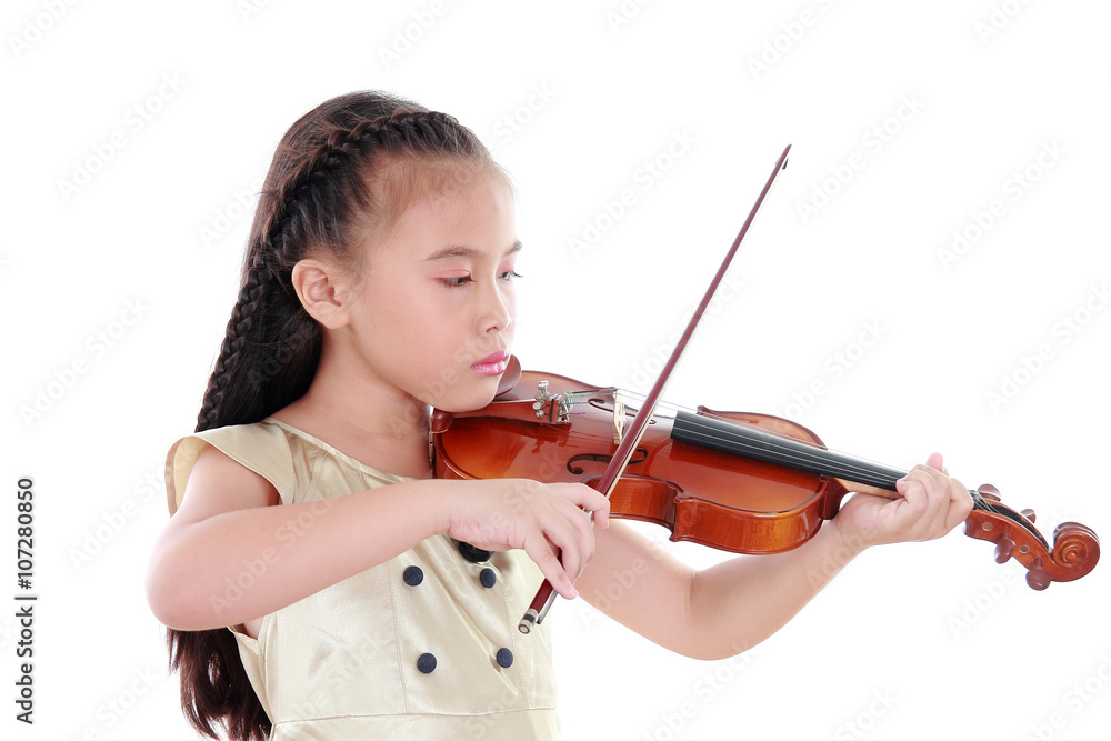 Little girl with violin isolated on white background Little girl with violin isolated on white background