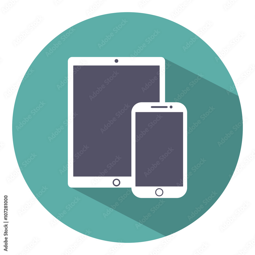 phone, tablet icons flat style on a green background, vector illustration stylish phone, tablet icons flat style on a green background, vector illustration stylish