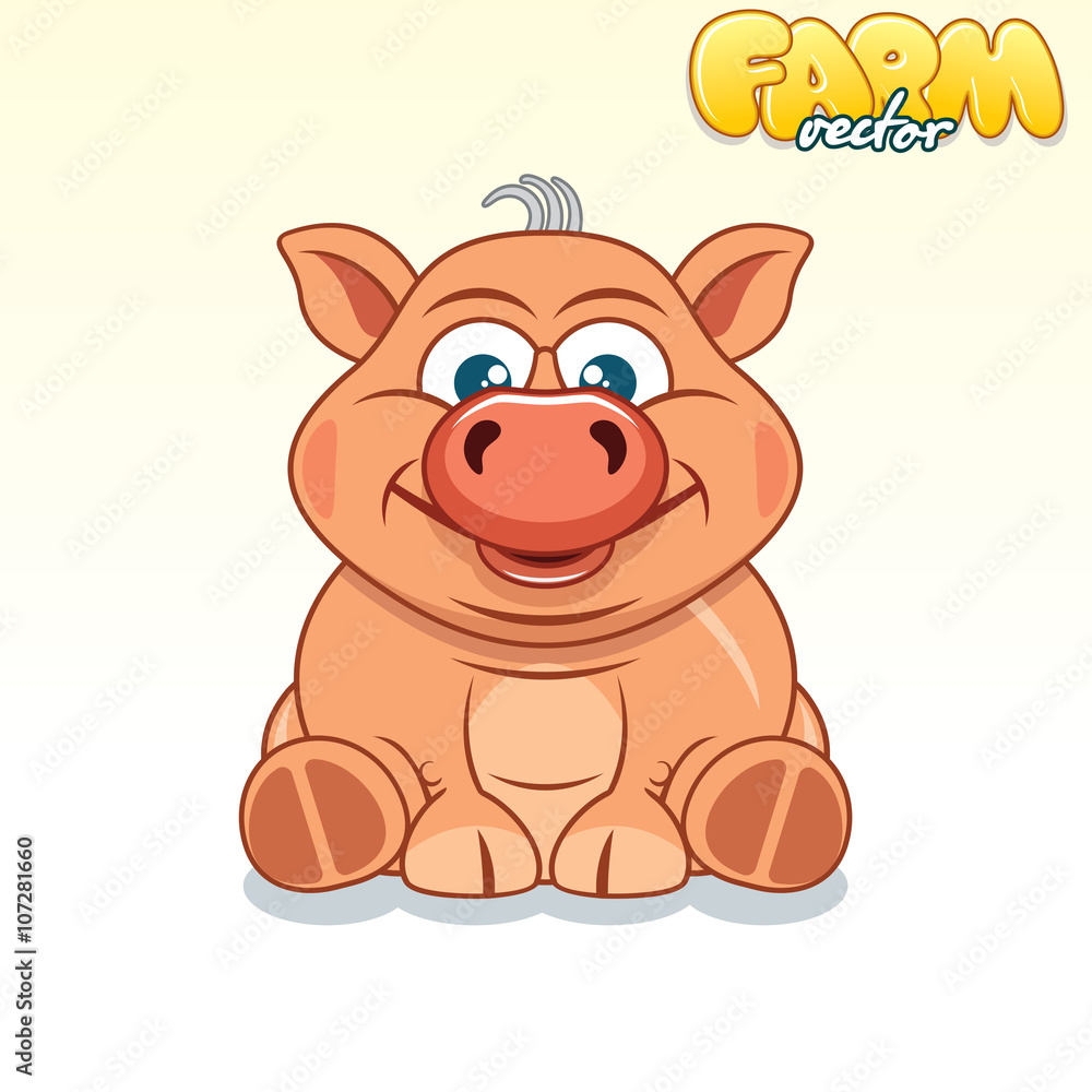 Fototapeta premium Cute Cartoon Pig