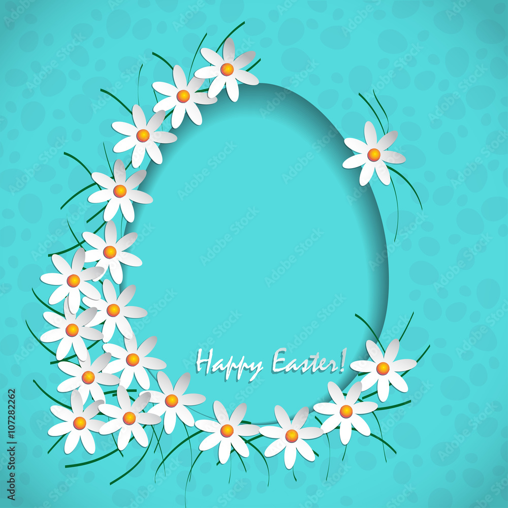 Obraz premium happy easter turquoise with white flowers