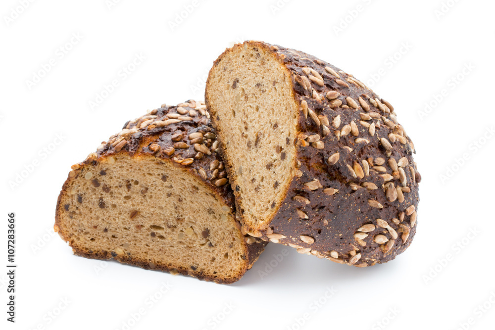 Rye bread isolated on white background.