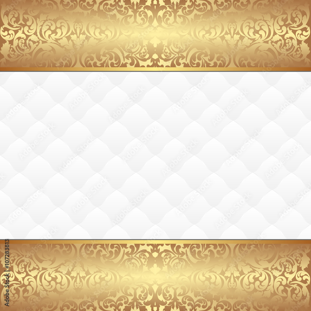 white background with golden antique pattern