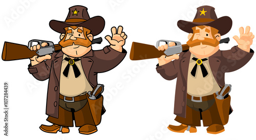 Sheriff Wild West. Gesture of approval.