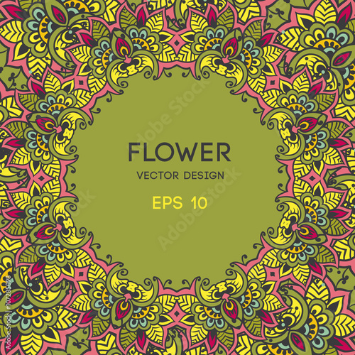 Abstract botanical circle, vector background with place for your text. Illustration, cover, invitation