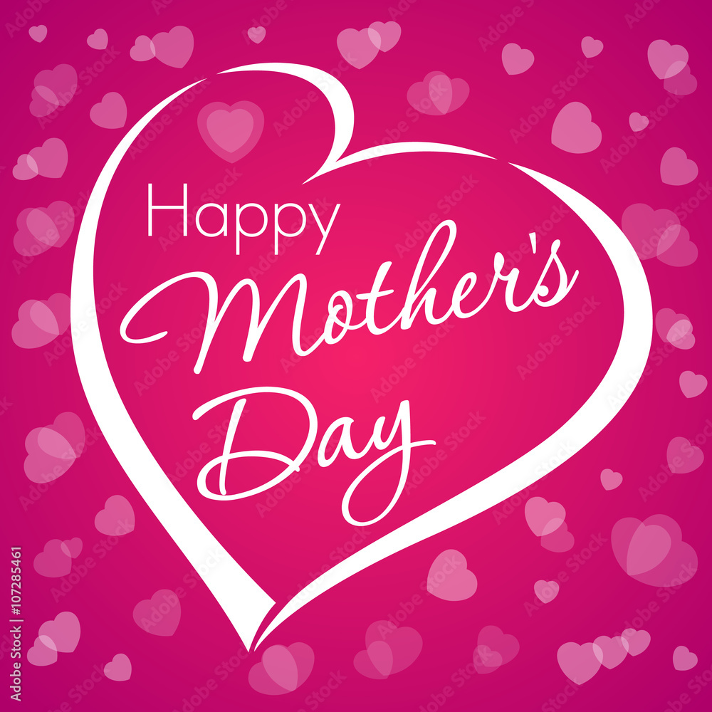 Happy mother's day lettering love.  Happy mother's day typographical design with heart violet background