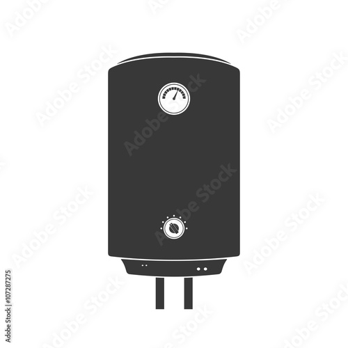 Black Boiler Icon. Boiler Icon flat style. Black Boiler isolated on white background. Boiler flat icon. Black Boiler Vector Illustration