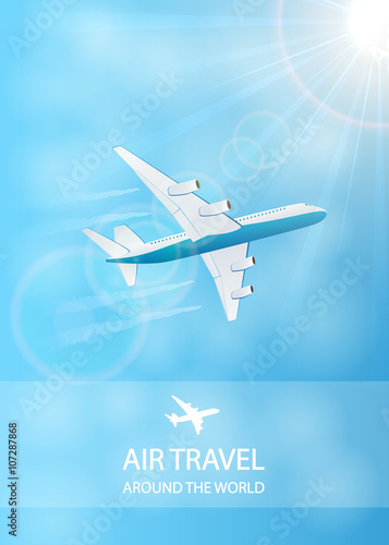 Air travel background with plane