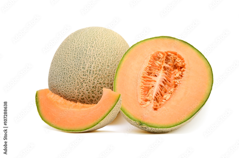 Cantaloupe melon isolated on white background Cantaloupe melon isolated on white background