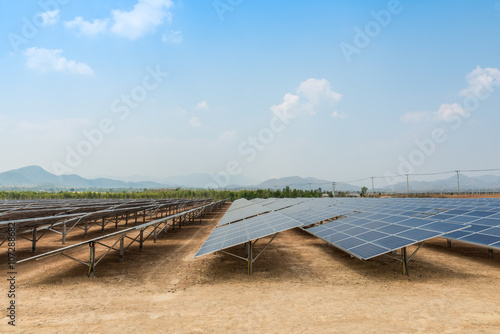 The solar farm for green energy in the field