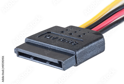 Serial ATA power cable isolated on white background, clipping path
