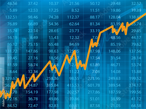 Business graph with arrow showing profits and gains financial on the stock exchange.