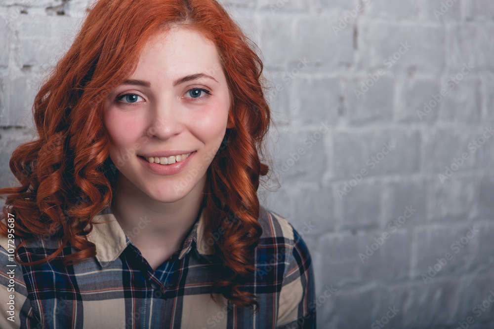 portrait of attractive caucasian smiling woman portrait of attractive caucasian smiling woman