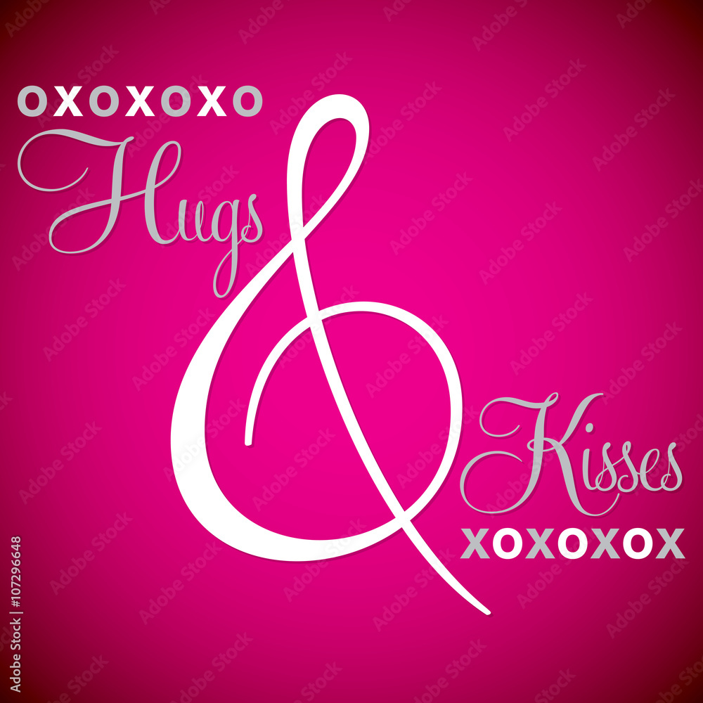 Elegant typographic 'Hugs & Kisses' card in vector format. Elegant typographic 'Hugs & Kisses' card in vector format.
