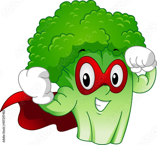Strong Mascot Broccoli Superhero