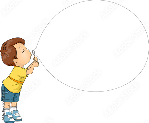 Kid Boy Blowing Bubble Toy