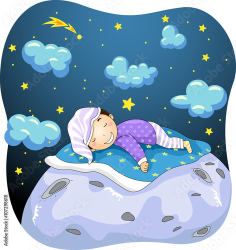 Kid Boy Sleeping Moon