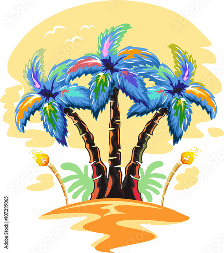 Hawaiian Palm Tree Sun Set