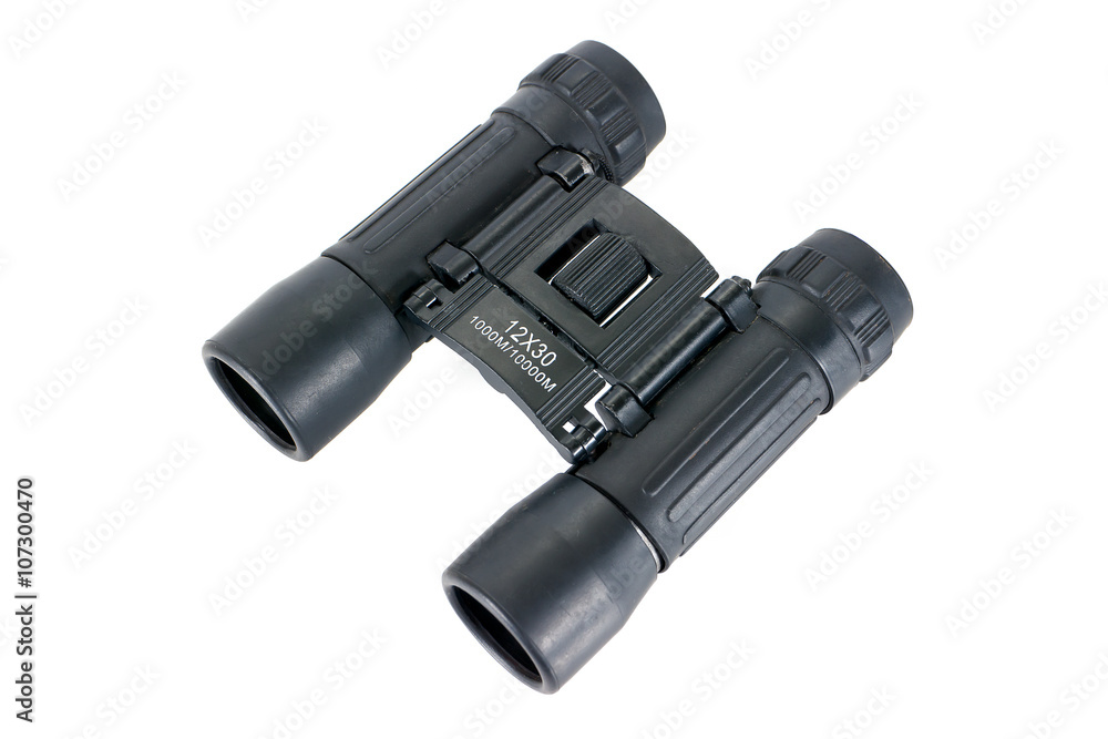 Black binoculars isolated on white background Black binoculars isolated on white background