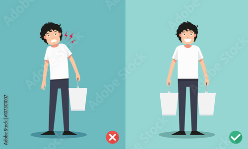 Improper versus against proper lifting ,illustration