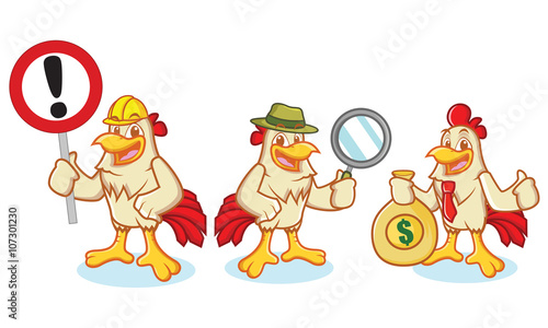 Chicken Mascot Vector with sign
