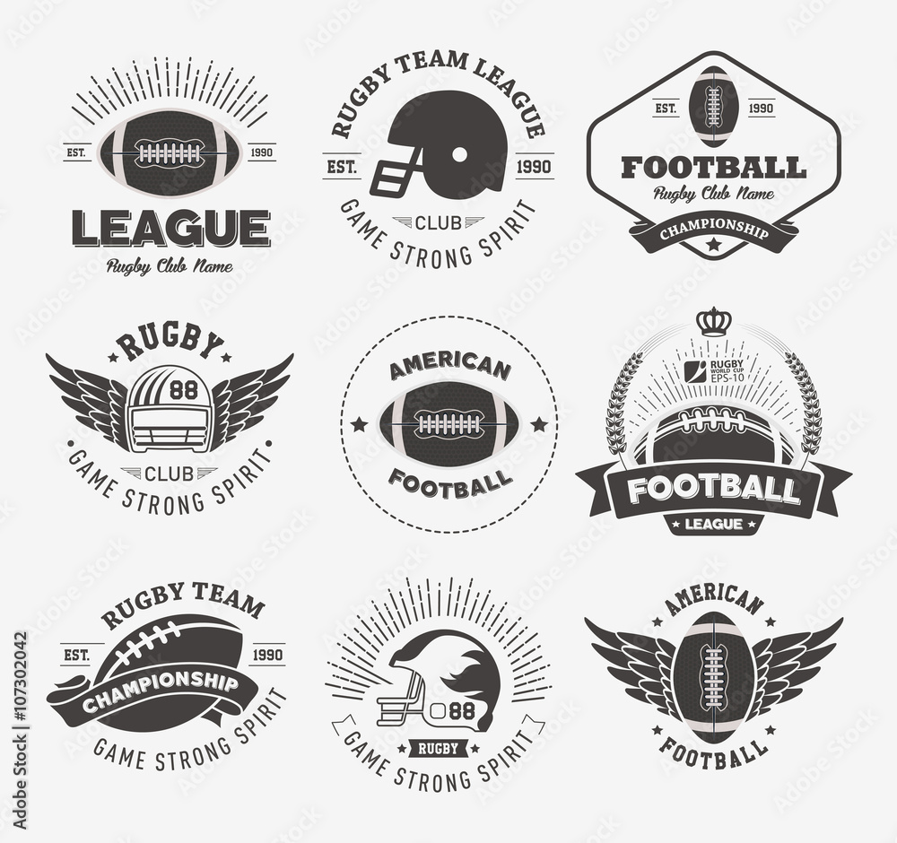 Rugby logo vector set, Football badge logo template Rugby logo vector set, Football badge logo template