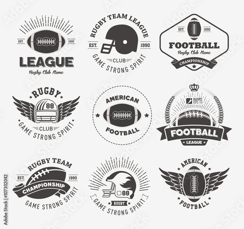 Rugby logo vector set  Football badge logo template