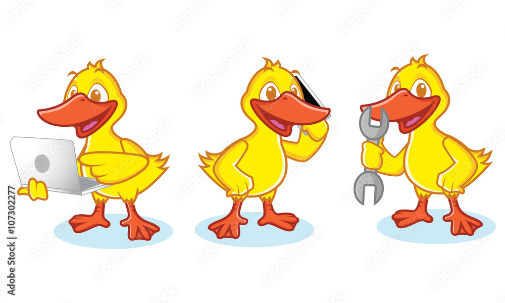 Duck Mascot Vectr with phone Duck Mascot Vectr with phone