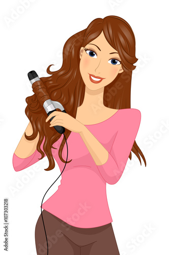 Girl Curl Iron Hair