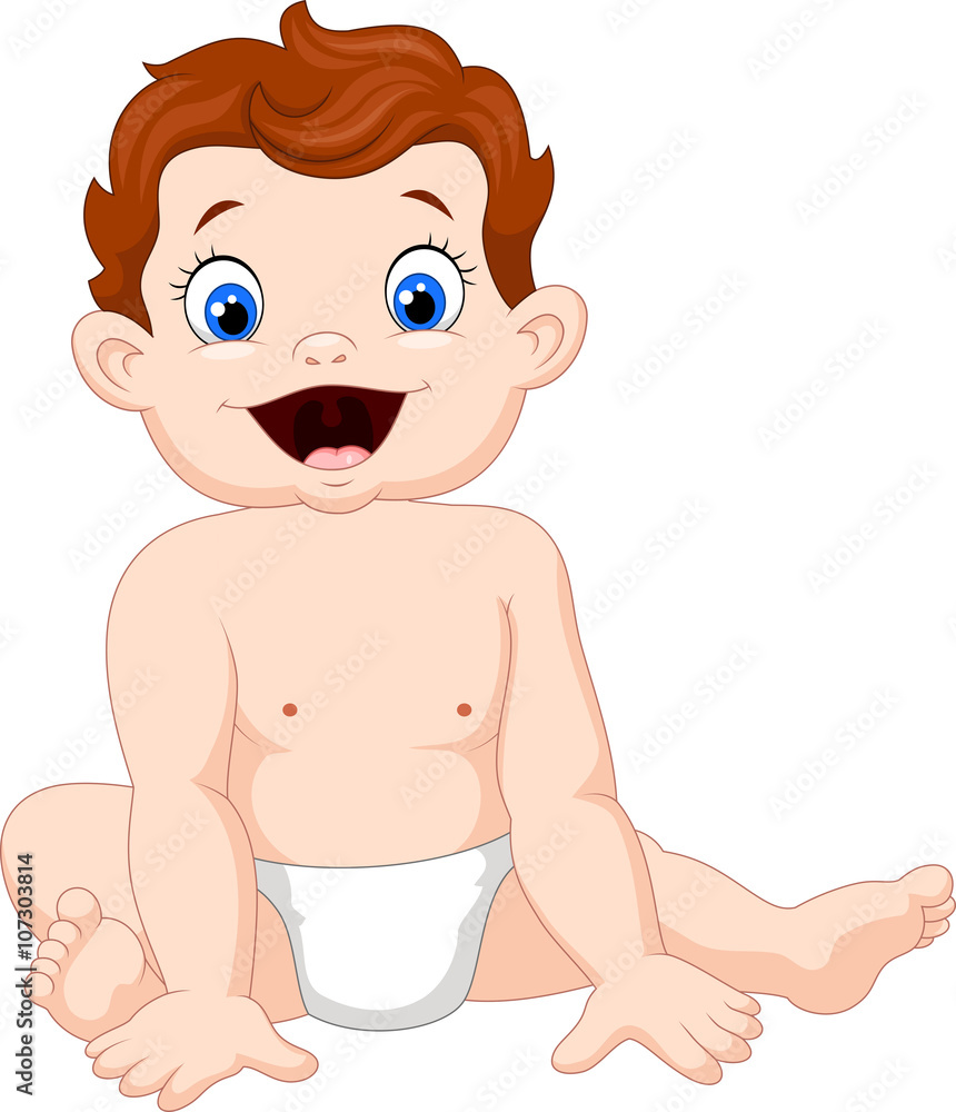 Cute baby boy sitting isolated on white background Cute baby boy sitting isolated on white background