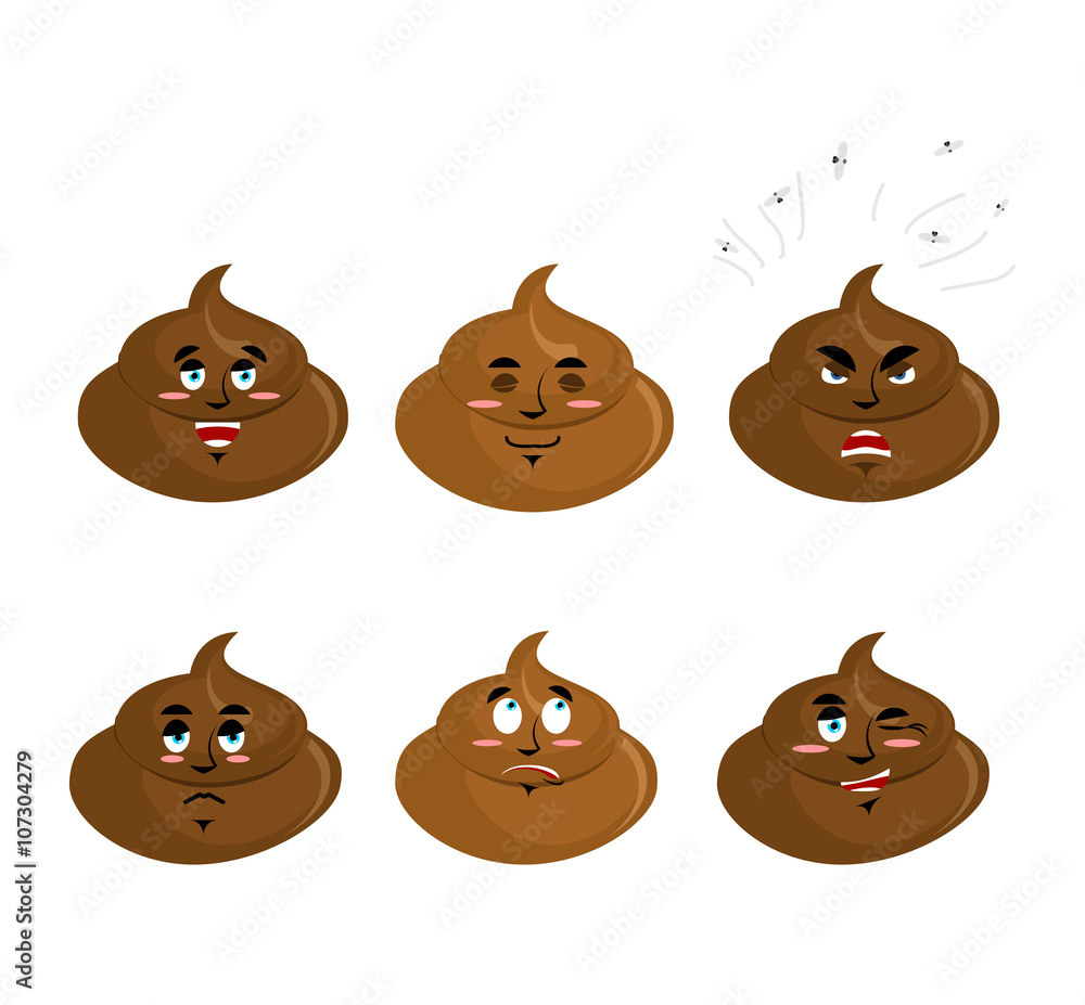 Set shit emotion. Cheerful and angry turd. Surprise and sadness Set shit emotion. Cheerful and angry turd. Surprise and sadness