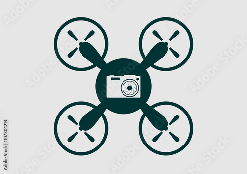 Drone quadrocopter icon. Digital camera symbol