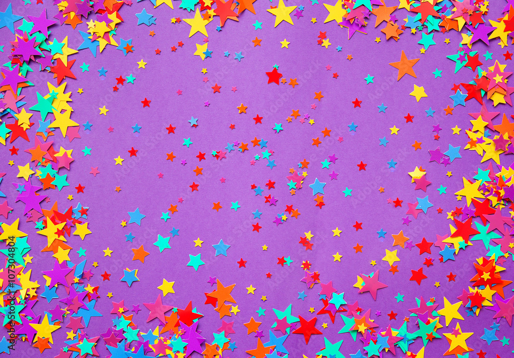 stars confetti on a purple background