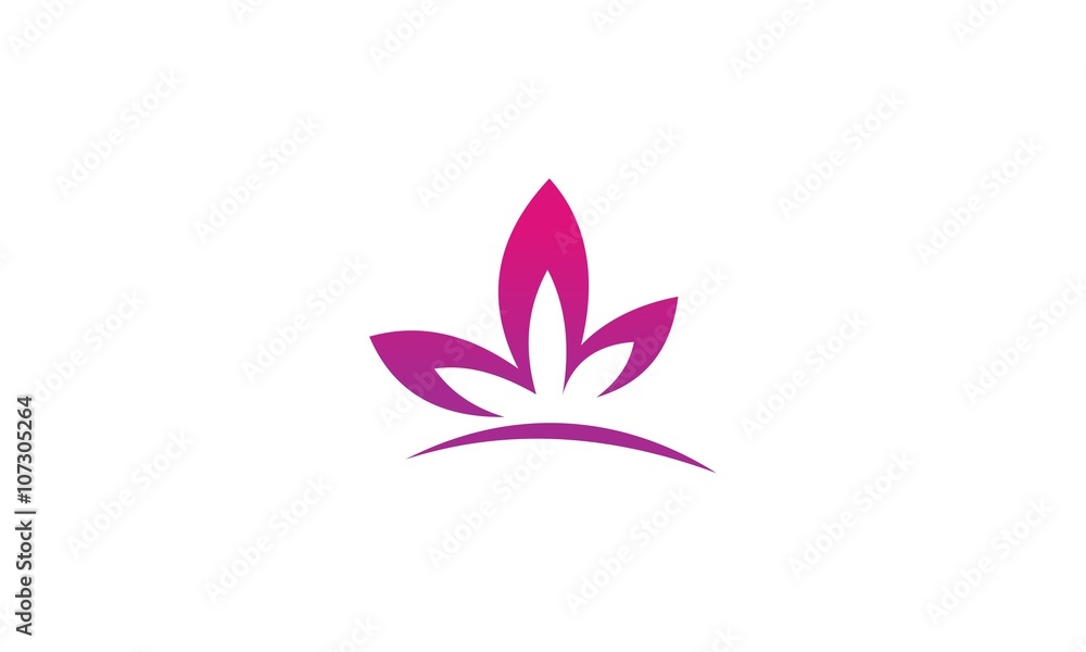 Floral logo with three leaves of linear smooth elegant style 