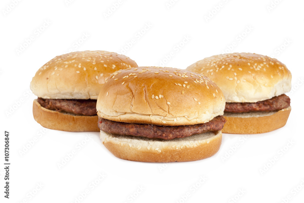 hamburger sandwiches on a white background