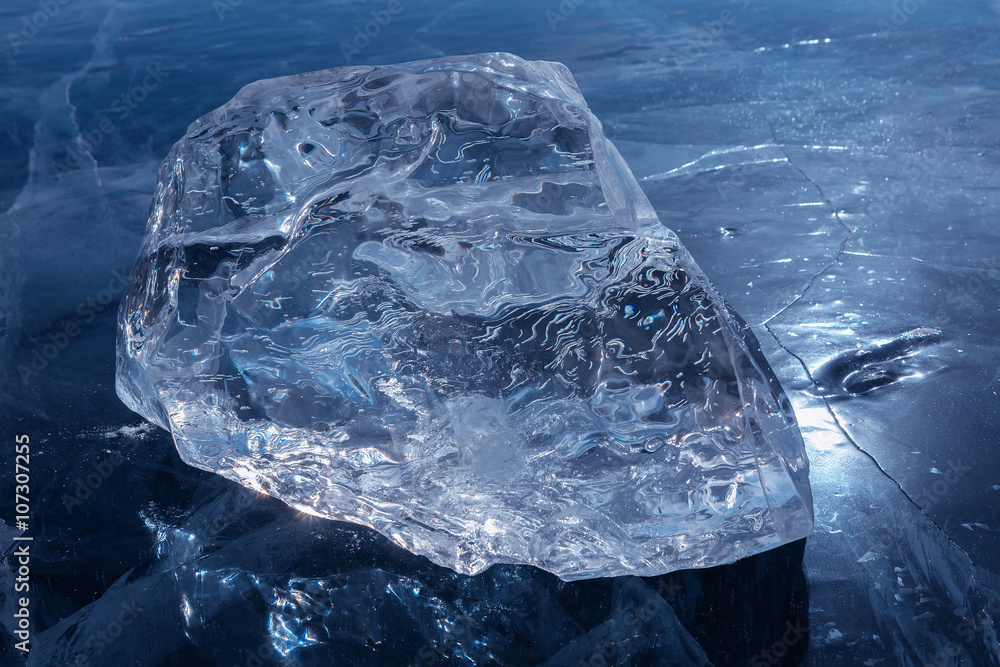 Beautiful transparent block of ice. Beautiful transparent block of ice.