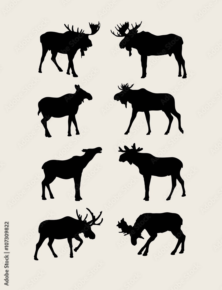 Bull Moose Silhouettes, art vector design