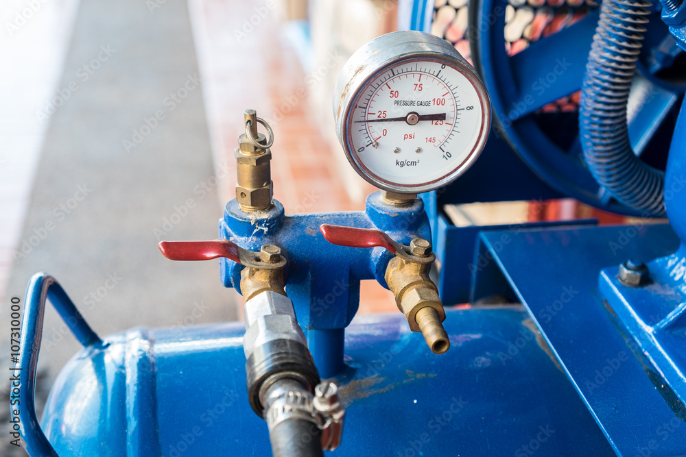 Pressure gauge on air pump Stock Photo Adobe Stock