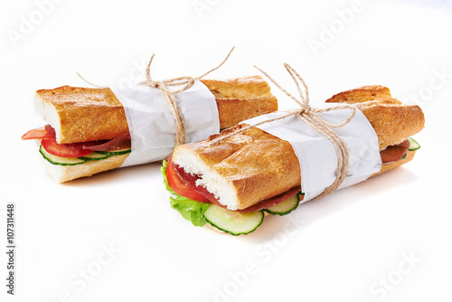 sandwiches with meat adn vegetables
