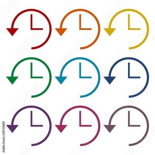 Time back icons set