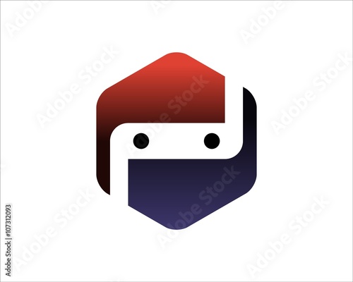 ninja head hexagonal vector logo