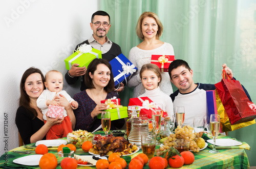Big family at festive table