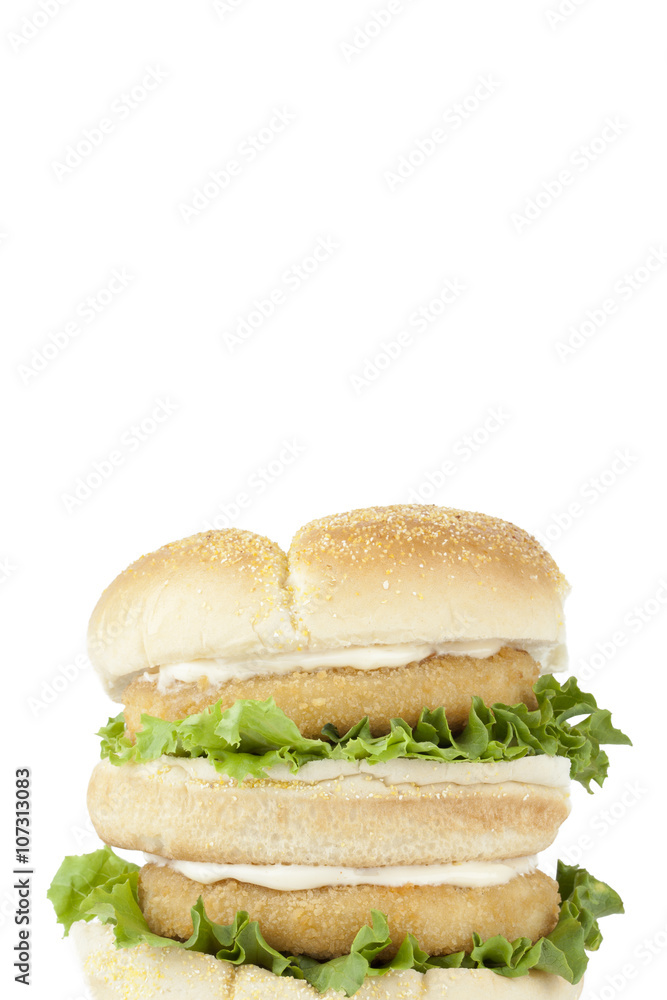 burger with crispy chicken and vegetables burger with crispy chicken and vegetables